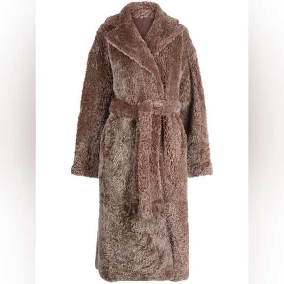 NWOT ULLA JOHNSON Rosetta Belted Shearling Coat Brown Sz L Org $4,330 - Picture 5 of 12